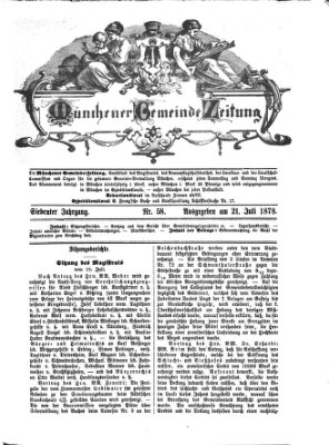 Münchener Gemeinde-Zeitung Sonntag 21. Juli 1878