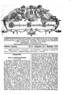 Münchener Gemeinde-Zeitung Sonntag 1. September 1878