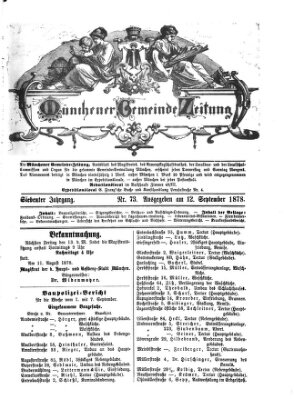 Münchener Gemeinde-Zeitung Donnerstag 12. September 1878