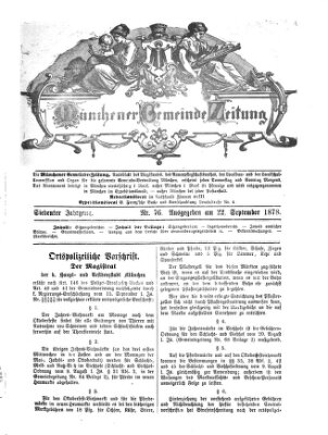 Münchener Gemeinde-Zeitung Sonntag 22. September 1878