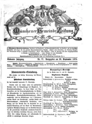 Münchener Gemeinde-Zeitung Donnerstag 26. September 1878