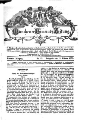 Münchener Gemeinde-Zeitung Sonntag 13. Oktober 1878