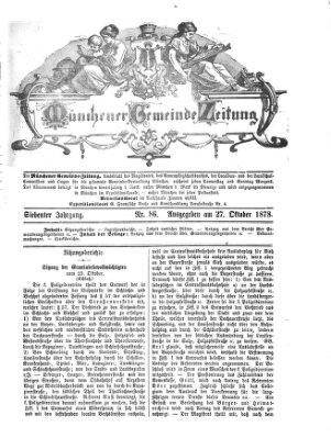 Münchener Gemeinde-Zeitung Sonntag 27. Oktober 1878