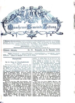 Münchener Gemeinde-Zeitung Sonntag 10. November 1878