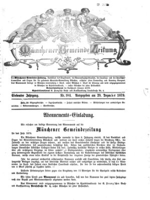 Münchener Gemeinde-Zeitung Sonntag 29. Dezember 1878