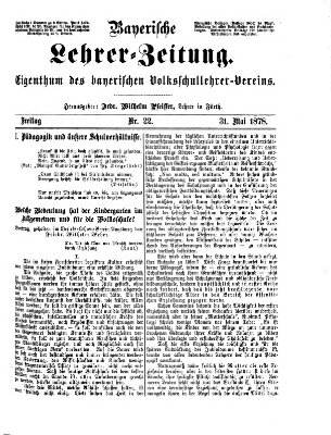 Bayerische Lehrerzeitung Freitag 31. Mai 1878