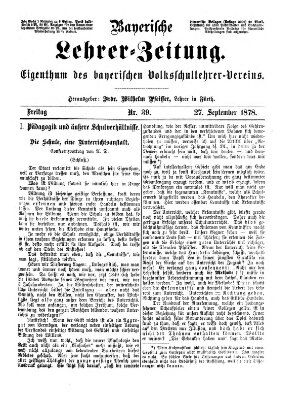 Bayerische Lehrerzeitung Freitag 27. September 1878