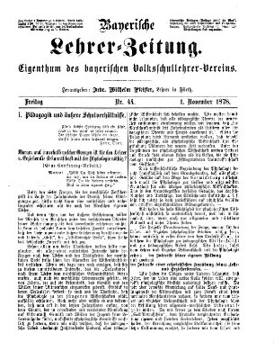 Bayerische Lehrerzeitung Freitag 1. November 1878