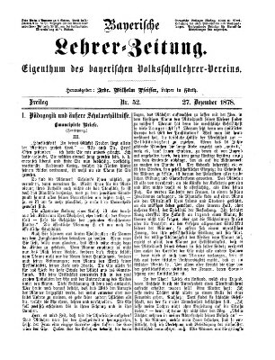 Bayerische Lehrerzeitung Freitag 27. Dezember 1878