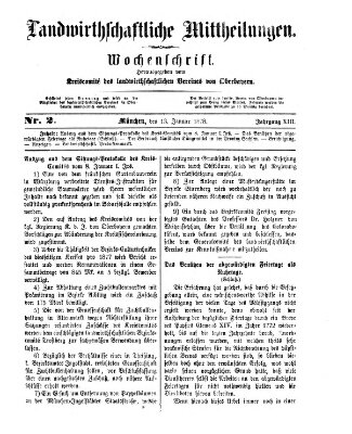 Landwirthschaftliche Mittheilungen Sonntag 13. Januar 1878