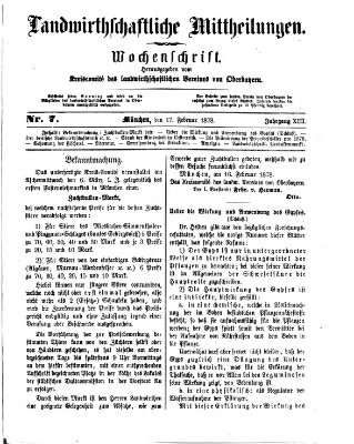 Landwirthschaftliche Mittheilungen Sonntag 17. Februar 1878