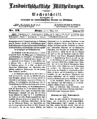 Landwirthschaftliche Mittheilungen Sonntag 31. März 1878