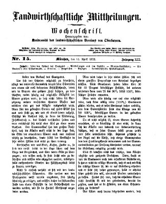 Landwirthschaftliche Mittheilungen Sonntag 14. April 1878