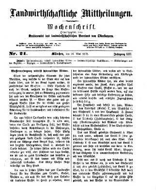 Landwirthschaftliche Mittheilungen Sonntag 26. Mai 1878