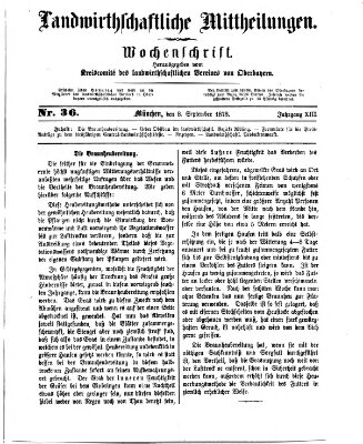 Landwirthschaftliche Mittheilungen Sonntag 8. September 1878