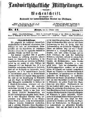 Landwirthschaftliche Mittheilungen Sonntag 13. Oktober 1878