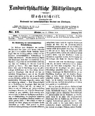 Landwirthschaftliche Mittheilungen Sonntag 27. Oktober 1878