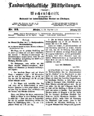 Landwirthschaftliche Mittheilungen Sonntag 29. Dezember 1878