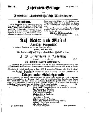 Landwirthschaftliche Mittheilungen Sonntag 24. Februar 1878