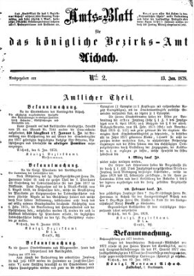 Amtsblatt für das Bezirksamt und Amtsgericht Aichach Sonntag 13. Januar 1878