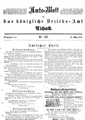 Amtsblatt für das Bezirksamt und Amtsgericht Aichach Sonntag 10. März 1878