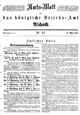 Amtsblatt für das Bezirksamt und Amtsgericht Aichach Sonntag 17. März 1878