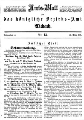 Amtsblatt für das Bezirksamt und Amtsgericht Aichach Sonntag 31. März 1878