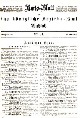 Amtsblatt für das Bezirksamt und Amtsgericht Aichach Sonntag 26. Mai 1878