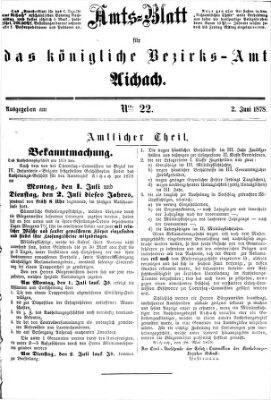 Amtsblatt für das Bezirksamt und Amtsgericht Aichach Sonntag 2. Juni 1878