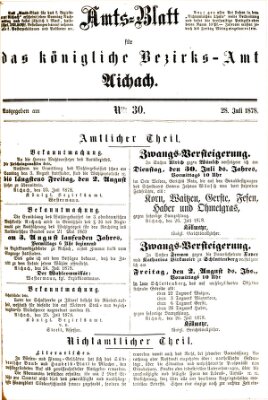 Amtsblatt für das Bezirksamt und Amtsgericht Aichach Sonntag 28. Juli 1878