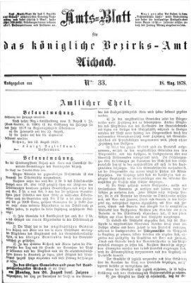 Amtsblatt für das Bezirksamt und Amtsgericht Aichach Sonntag 18. August 1878