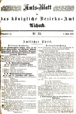 Amtsblatt für das Bezirksamt und Amtsgericht Aichach Sonntag 1. September 1878