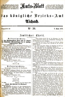 Amtsblatt für das Bezirksamt und Amtsgericht Aichach Sonntag 8. September 1878