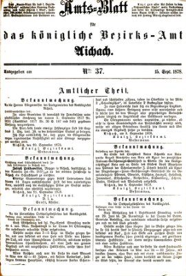 Amtsblatt für das Bezirksamt und Amtsgericht Aichach Sonntag 15. September 1878