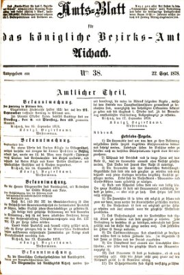 Amtsblatt für das Bezirksamt und Amtsgericht Aichach Sonntag 22. September 1878