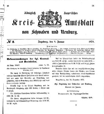 Königlich Bayerisches Kreis-Amtsblatt von Schwaben und Neuburg Dienstag 8. Januar 1878