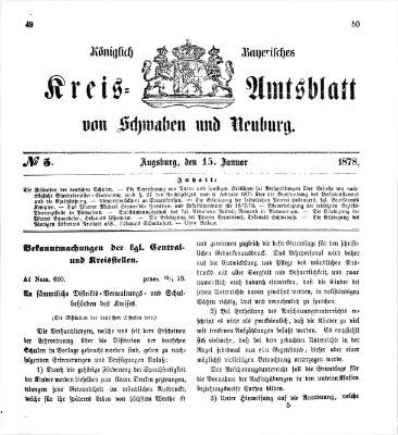 Königlich Bayerisches Kreis-Amtsblatt von Schwaben und Neuburg Dienstag 15. Januar 1878