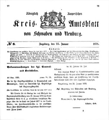 Königlich Bayerisches Kreis-Amtsblatt von Schwaben und Neuburg Freitag 25. Januar 1878