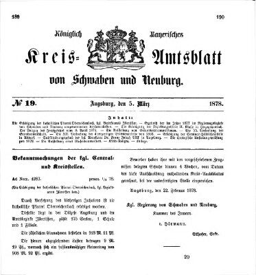 Königlich Bayerisches Kreis-Amtsblatt von Schwaben und Neuburg Dienstag 5. März 1878