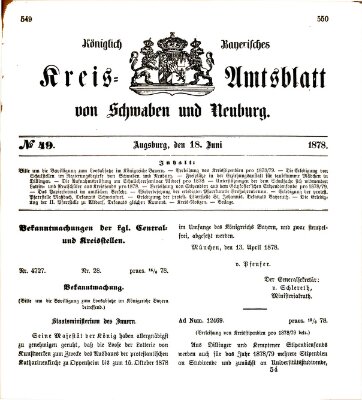 Königlich Bayerisches Kreis-Amtsblatt von Schwaben und Neuburg Dienstag 18. Juni 1878