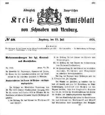 Königlich Bayerisches Kreis-Amtsblatt von Schwaben und Neuburg Dienstag 23. Juli 1878