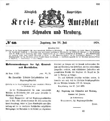 Königlich Bayerisches Kreis-Amtsblatt von Schwaben und Neuburg Freitag 26. Juli 1878