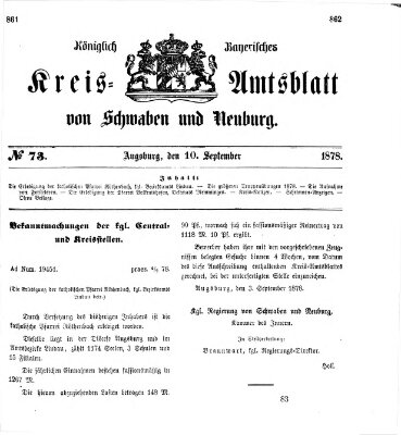 Königlich Bayerisches Kreis-Amtsblatt von Schwaben und Neuburg Dienstag 10. September 1878