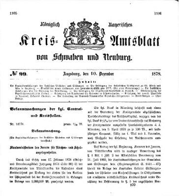 Königlich Bayerisches Kreis-Amtsblatt von Schwaben und Neuburg Dienstag 10. Dezember 1878