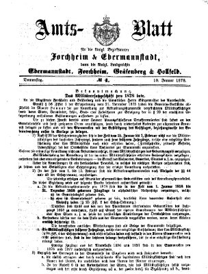 Amtsblatt für die Königlichen Bezirksämter Forchheim und Ebermannstadt sowie für die Königliche Stadt Forchheim Donnerstag 10. Januar 1878