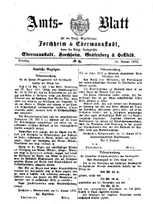 Amtsblatt für die Königlichen Bezirksämter Forchheim und Ebermannstadt sowie für die Königliche Stadt Forchheim Dienstag 15. Januar 1878