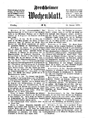 Amtsblatt für die Königlichen Bezirksämter Forchheim und Ebermannstadt sowie für die Königliche Stadt Forchheim Dienstag 15. Januar 1878