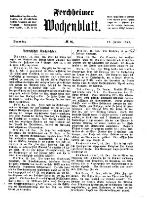 Amtsblatt für die Königlichen Bezirksämter Forchheim und Ebermannstadt sowie für die Königliche Stadt Forchheim Donnerstag 17. Januar 1878