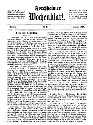 Amtsblatt für die Königlichen Bezirksämter Forchheim und Ebermannstadt sowie für die Königliche Stadt Forchheim Samstag 19. Januar 1878