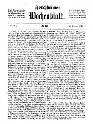 Amtsblatt für die Königlichen Bezirksämter Forchheim und Ebermannstadt sowie für die Königliche Stadt Forchheim Samstag 26. Januar 1878